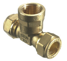 T-klemring m/muffe messing 15 x 1/2" x 15 mm